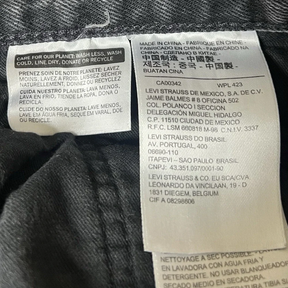 Levis 501 ST Jeans Mens‎ 34x32 Black Denim Button Fly Premium Slim Taper Big E